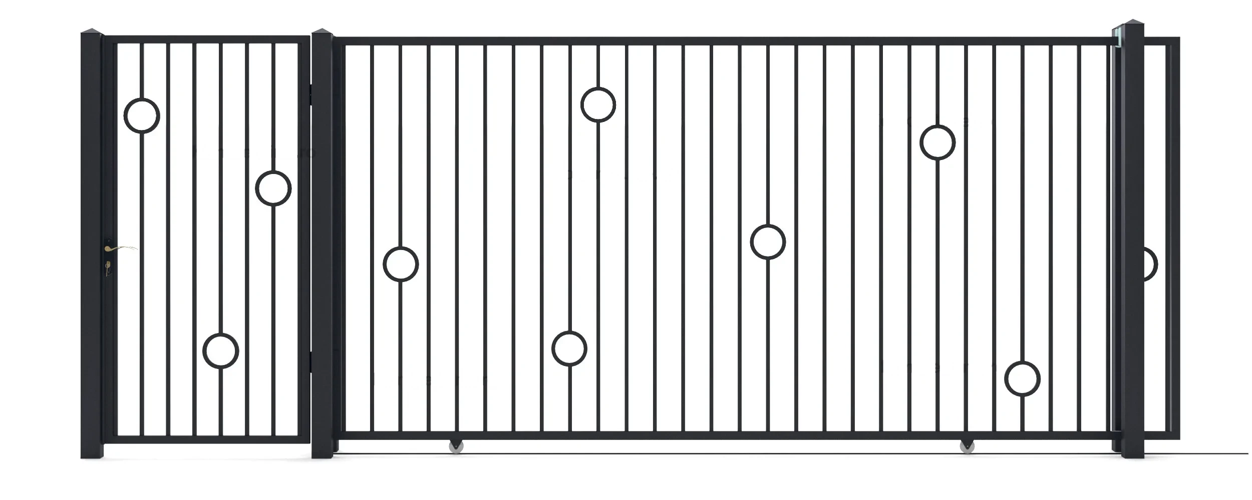 Metalltore Lights (KP107) — Einfahrtstor und Gehtür
