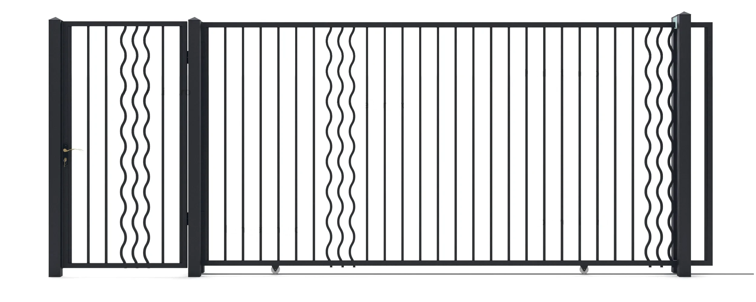 Metalltore Sunny (KP114) — Einfahrtstor und Gehtür