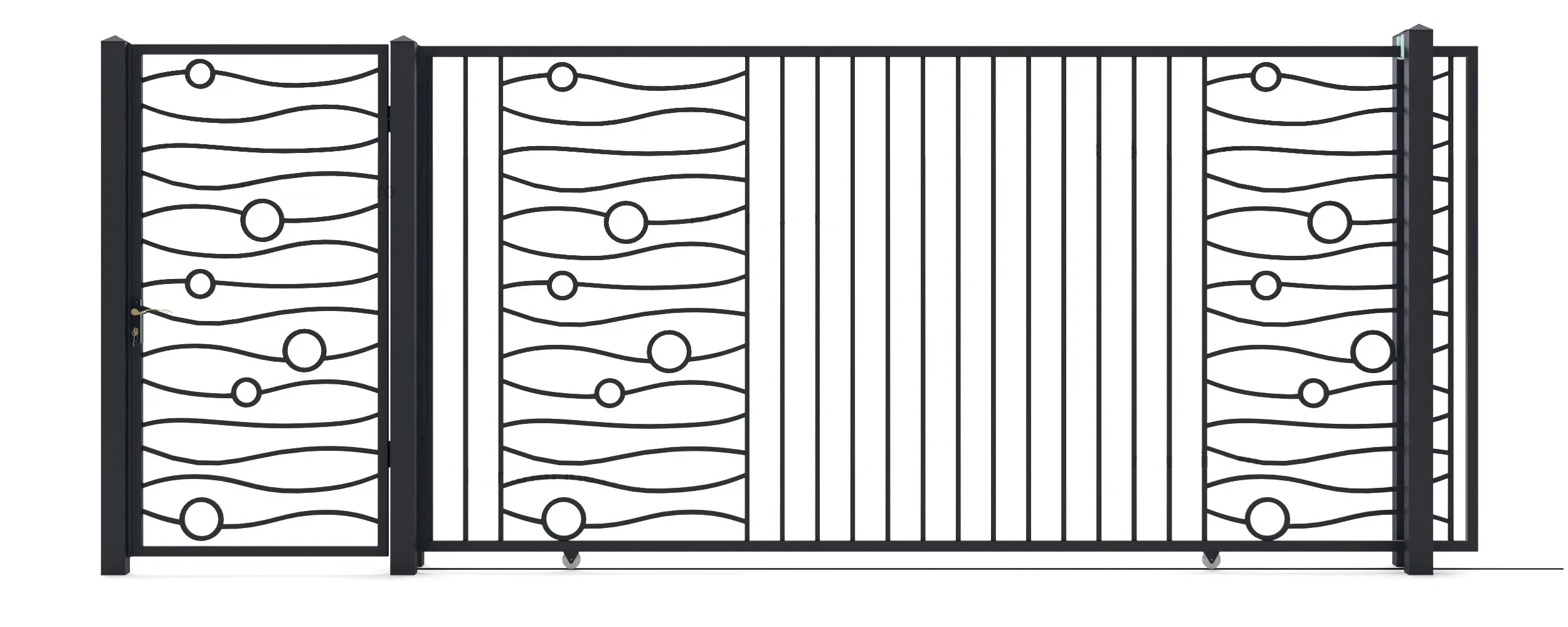 Metalltore Ocean (KP125) — Einfahrtstor und Gehtür