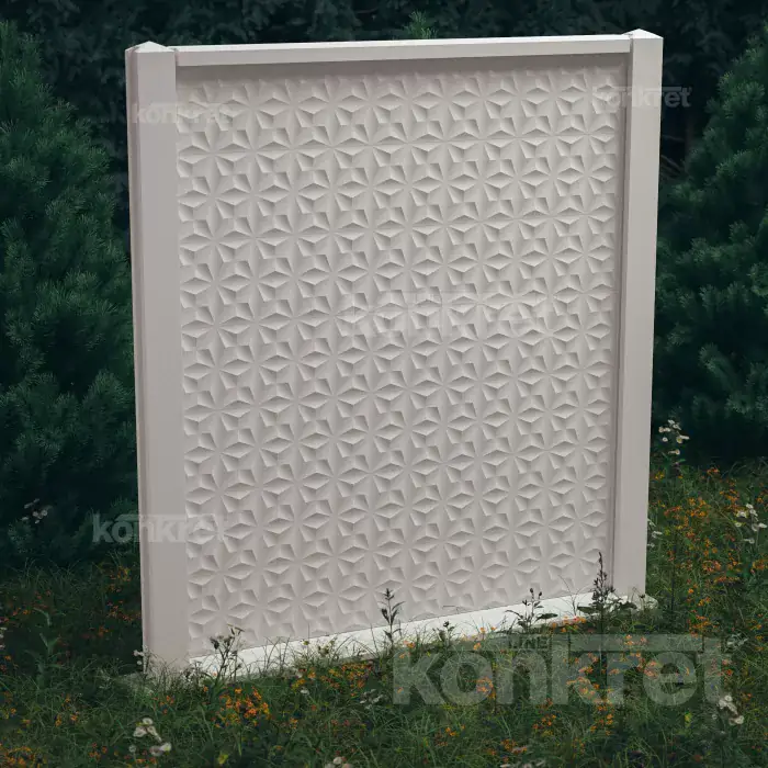 Betonzaun Flower (KM200), Höhe 210 cm, weiß (Premium)