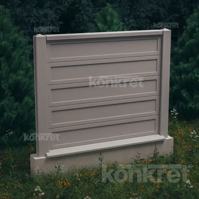 Betonzaun Grande (KV102), Höhe 150 cm, grau (Standard)