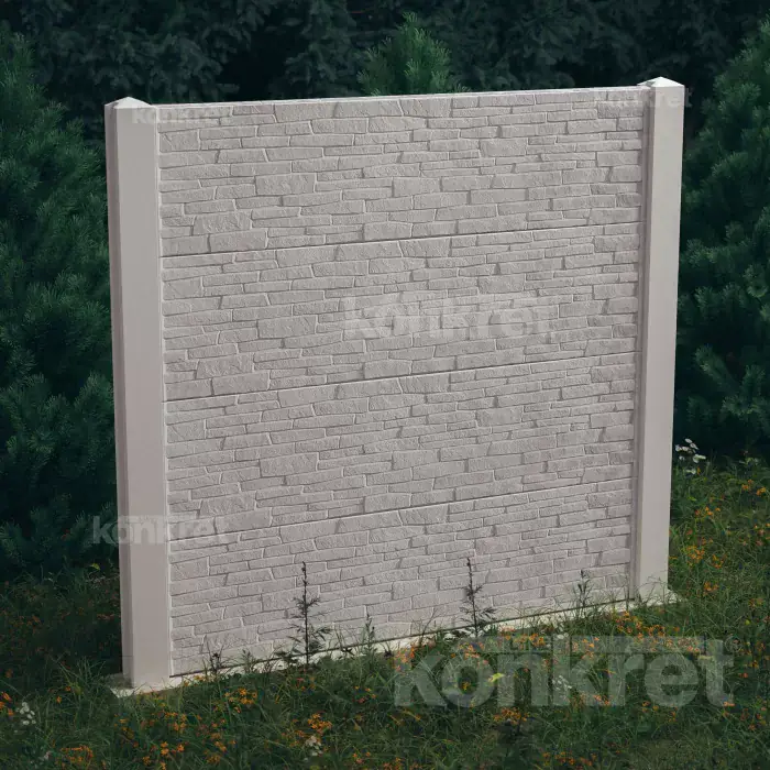 Betonzaun Stacked Stone (KT300), Höhe 200 cm, weiß (Premium)