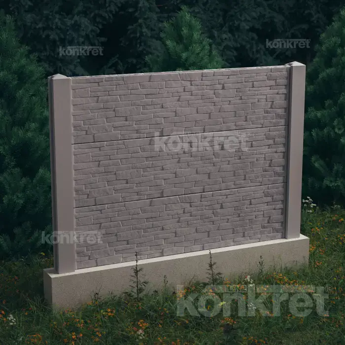 Betonzaun Stacked Stone (KT300), Höhe 150 cm, grau (Standard)