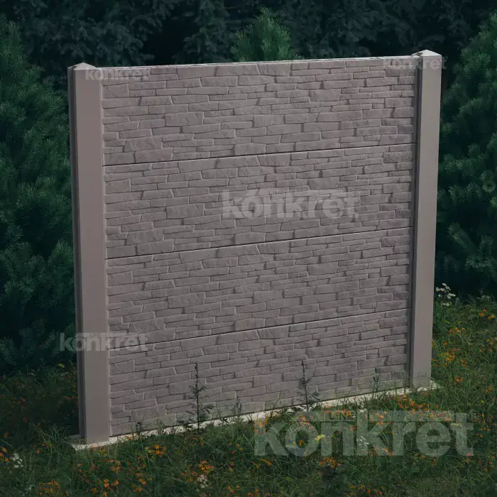 Betonzaun Stacked Stone (KT300), Höhe 200 cm, grau (Standard)